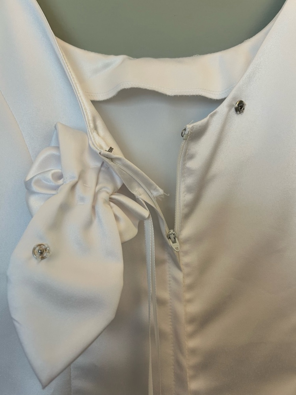 Vintage 80’s White Satin Women’s Gown Homemade Scoop-Neck Full A-Line Skirt - Picture 11 of 11